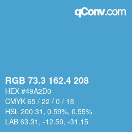 カラーコード: RGB 73.3 162.4 208 | qconv.com