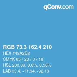 カラーコード: RGB 73.3 162.4 210 | qconv.com
