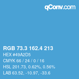 カラーコード: RGB 73.3 162.4 213 | qconv.com