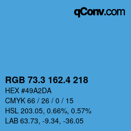 カラーコード: RGB 73.3 162.4 218 | qconv.com