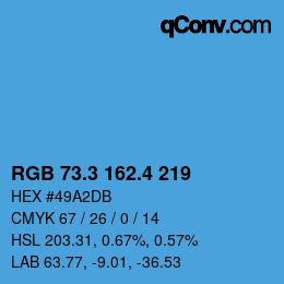 カラーコード: RGB 73.3 162.4 219 | qconv.com