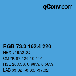 カラーコード: RGB 73.3 162.4 220 | qconv.com