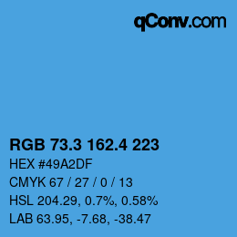 カラーコード: RGB 73.3 162.4 223 | qconv.com