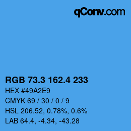 カラーコード: RGB 73.3 162.4 233 | qconv.com