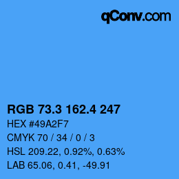カラーコード: RGB 73.3 162.4 247 | qconv.com