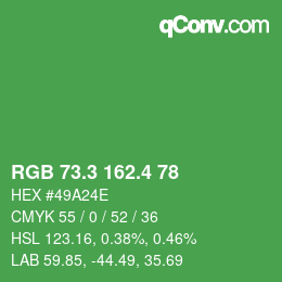 カラーコード: RGB 73.3 162.4 78 | qconv.com
