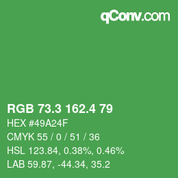 カラーコード: RGB 73.3 162.4 79 | qconv.com