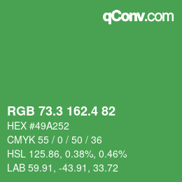 カラーコード: RGB 73.3 162.4 82 | qconv.com
