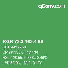 カラーコード: RGB 73.3 162.4 86 | qconv.com
