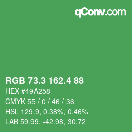 カラーコード: RGB 73.3 162.4 88 | qconv.com