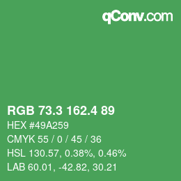 カラーコード: RGB 73.3 162.4 89 | qconv.com