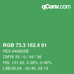 カラーコード: RGB 73.3 162.4 91 | qconv.com