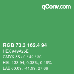カラーコード: RGB 73.3 162.4 94 | qconv.com