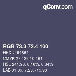 カラーコード: RGB 73.3 72.4 100 | qconv.com