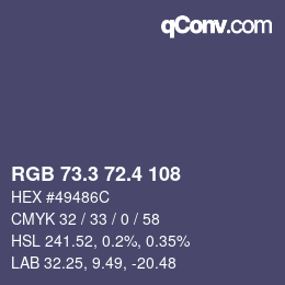 カラーコード: RGB 73.3 72.4 108 | qconv.com