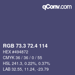 カラーコード: RGB 73.3 72.4 114 | qconv.com