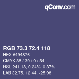 カラーコード: RGB 73.3 72.4 118 | qconv.com