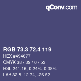 カラーコード: RGB 73.3 72.4 119 | qconv.com