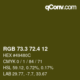 カラーコード: RGB 73.3 72.4 12 | qconv.com
