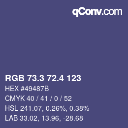 カラーコード: RGB 73.3 72.4 123 | qconv.com