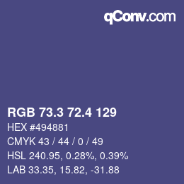 カラーコード: RGB 73.3 72.4 129 | qconv.com