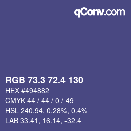 カラーコード: RGB 73.3 72.4 130 | qconv.com