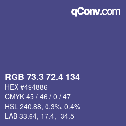 カラーコード: RGB 73.3 72.4 134 | qconv.com