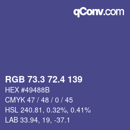 カラーコード: RGB 73.3 72.4 139 | qconv.com