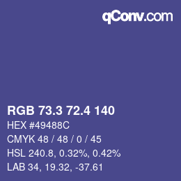 カラーコード: RGB 73.3 72.4 140 | qconv.com