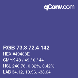 カラーコード: RGB 73.3 72.4 142 | qconv.com