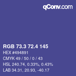 カラーコード: RGB 73.3 72.4 145 | qconv.com