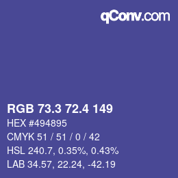 カラーコード: RGB 73.3 72.4 149 | qconv.com