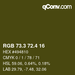 カラーコード: RGB 73.3 72.4 16 | qconv.com
