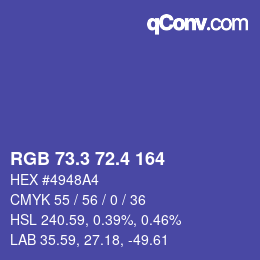 カラーコード: RGB 73.3 72.4 164 | qconv.com