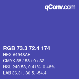カラーコード: RGB 73.3 72.4 174 | qconv.com