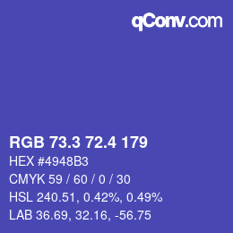 カラーコード: RGB 73.3 72.4 179 | qconv.com