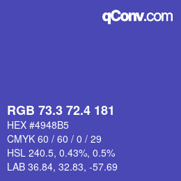 カラーコード: RGB 73.3 72.4 181 | qconv.com