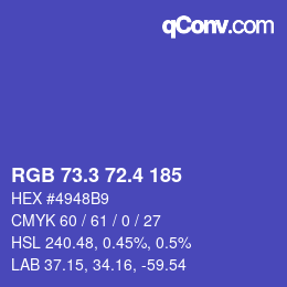 カラーコード: RGB 73.3 72.4 185 | qconv.com