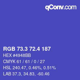 カラーコード: RGB 73.3 72.4 187 | qconv.com