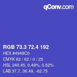 カラーコード: RGB 73.3 72.4 192 | qconv.com