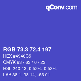 カラーコード: RGB 73.3 72.4 197 | qconv.com