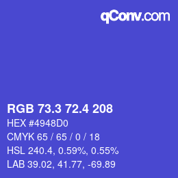 カラーコード: RGB 73.3 72.4 208 | qconv.com