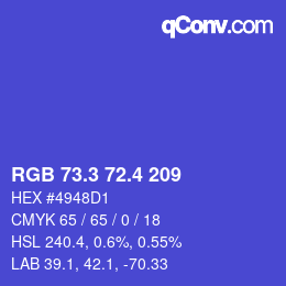 カラーコード: RGB 73.3 72.4 209 | qconv.com