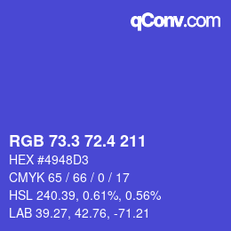 カラーコード: RGB 73.3 72.4 211 | qconv.com