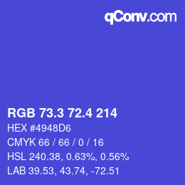 カラーコード: RGB 73.3 72.4 214 | qconv.com