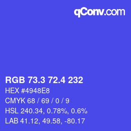 カラーコード: RGB 73.3 72.4 232 | qconv.com