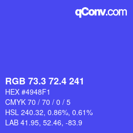 カラーコード: RGB 73.3 72.4 241 | qconv.com