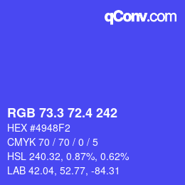 カラーコード: RGB 73.3 72.4 242 | qconv.com