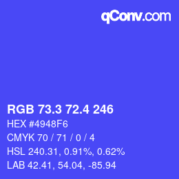 カラーコード: RGB 73.3 72.4 246 | qconv.com