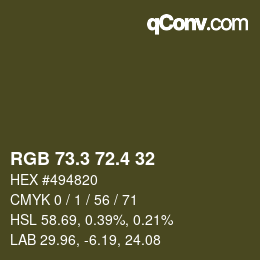 カラーコード: RGB 73.3 72.4 32 | qconv.com